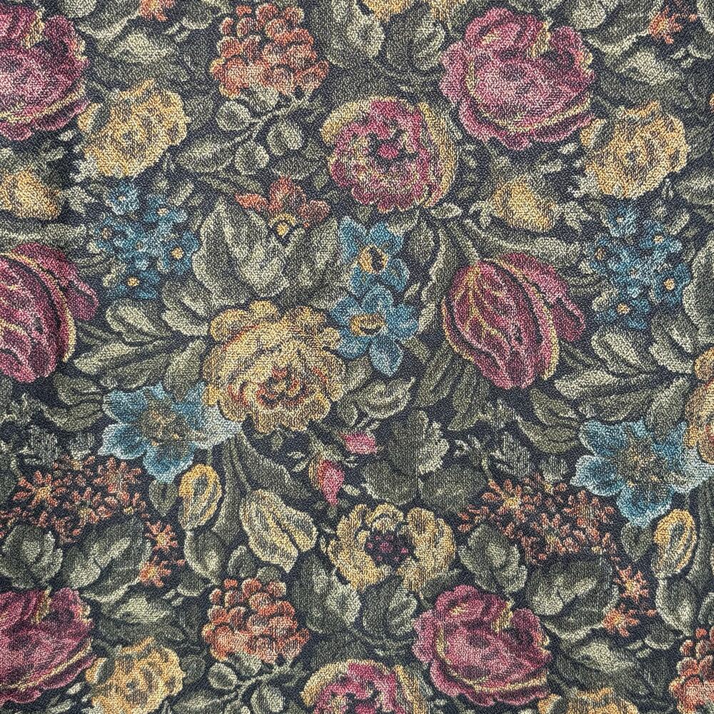 Vintage Floral Blazer, 1980s Jewel Tone Print Jacket Black Green Plum 12 USA - Picture 2 of 10